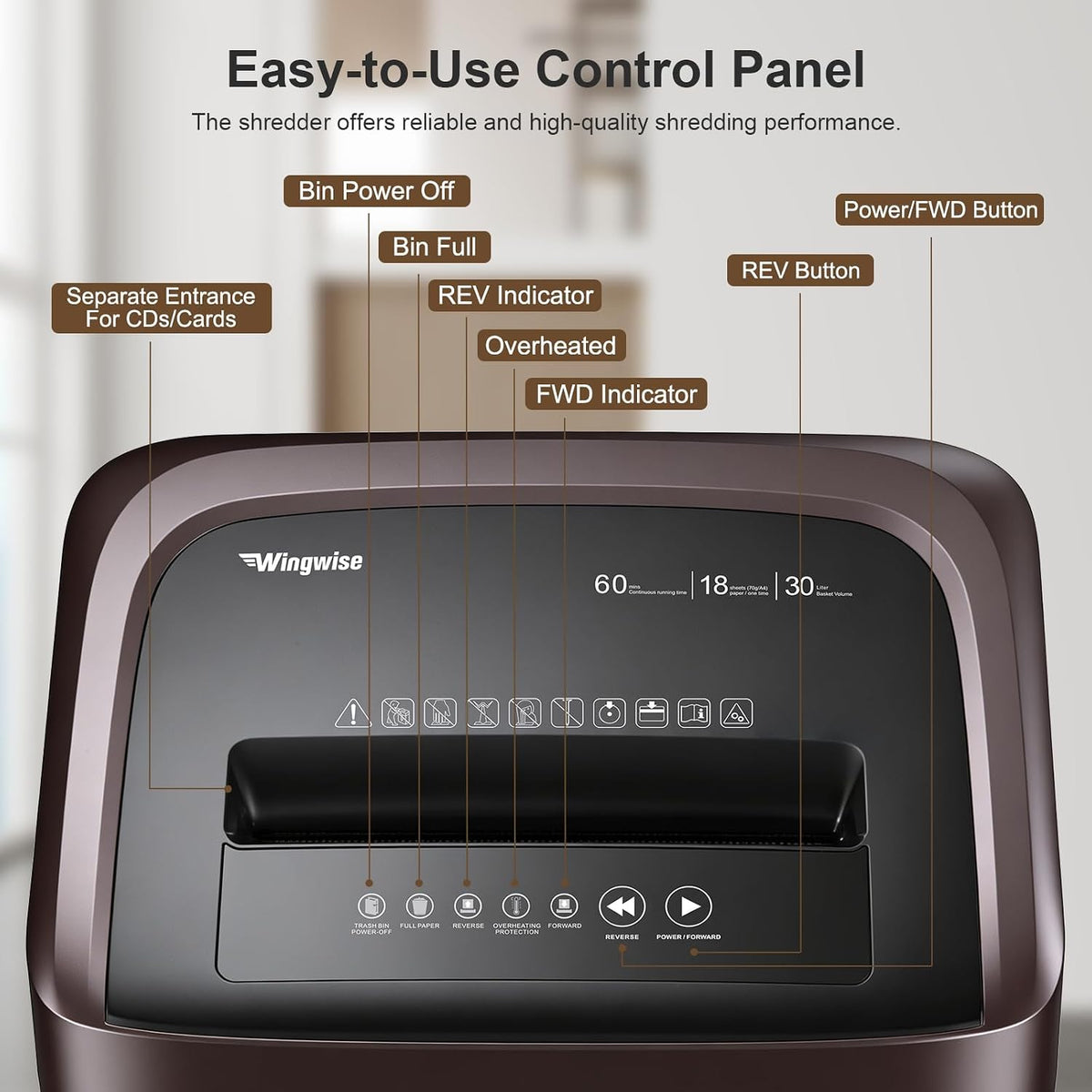 Wingwise 16 Sheets Micro Cut Paper Shredder Heavy Duty for Home Office