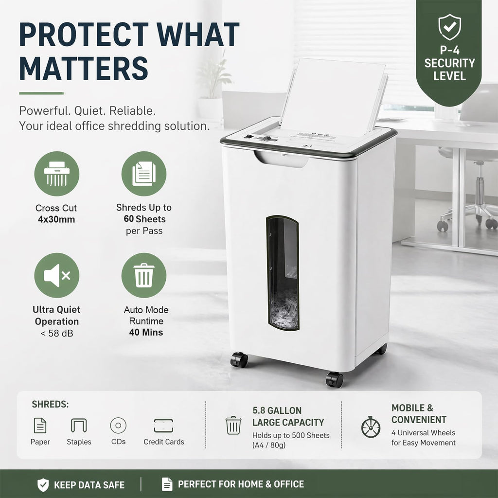 Wingwise 60 Sheets Auto Feed Paper Shredder for Home Office
