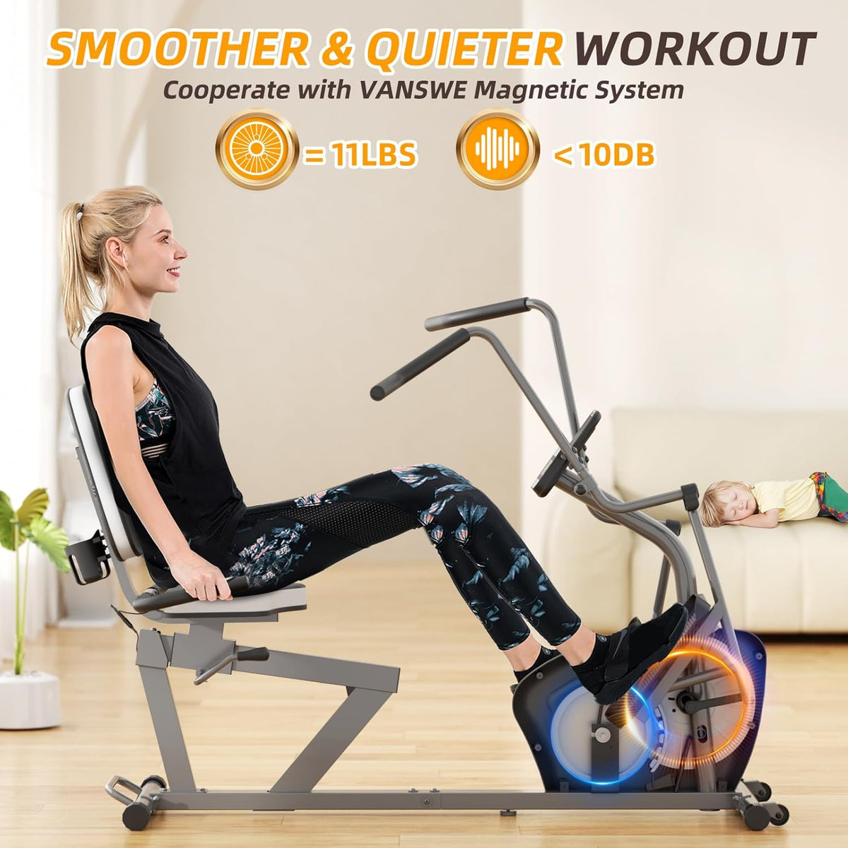 VANSWE Recumbent Elliptical Cross Trainer with Arm Exerciser