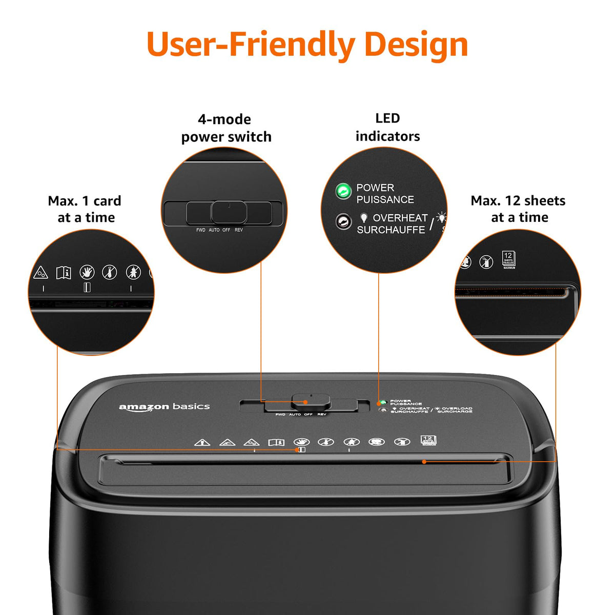 Amazon Basics 18 Sheet Cross Cut Paper, CD, and Credit Card Shredder with 6 Gallon Bin, 30 Minutes Continuous Run Time, Black