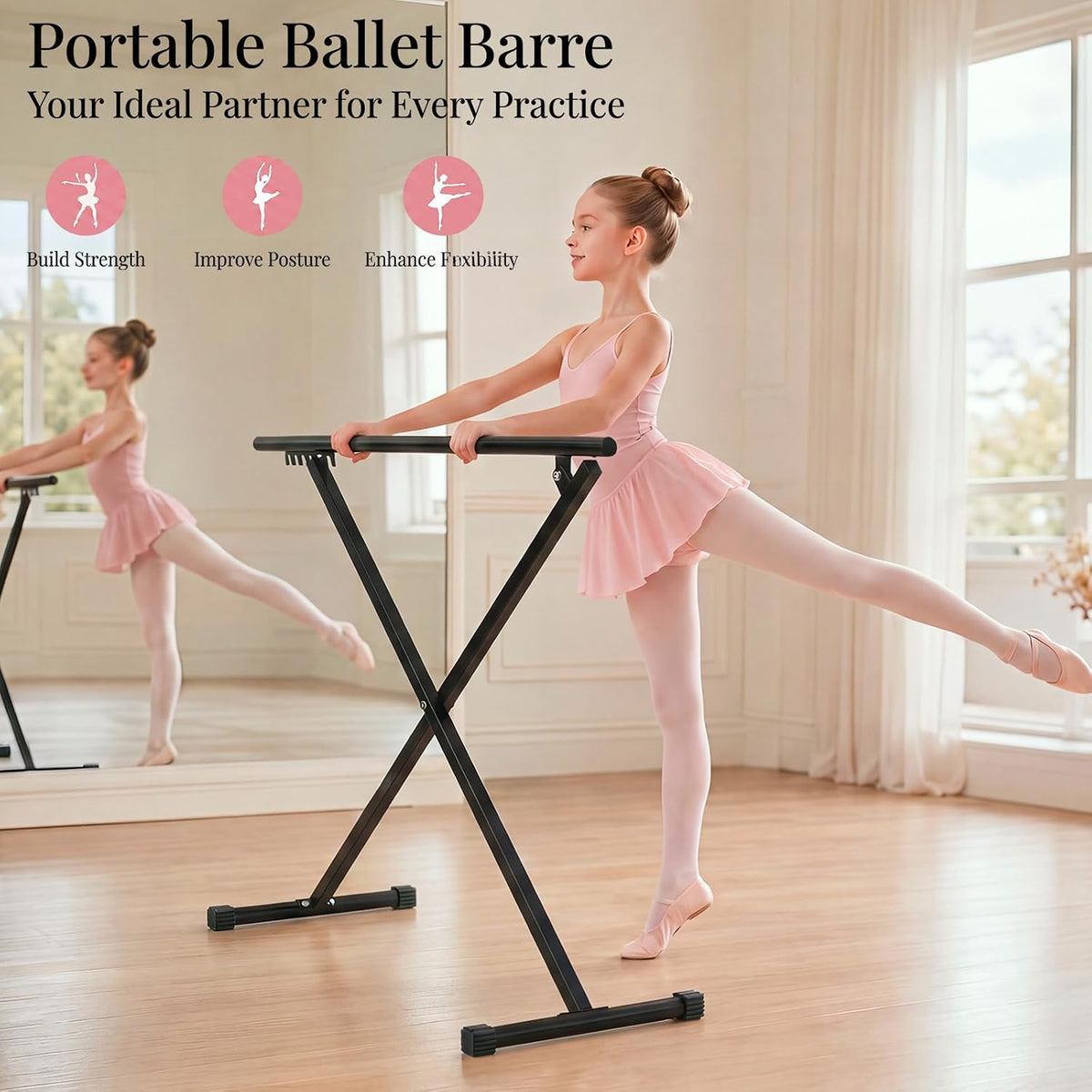 Portable Foldable Ballet Barre Adjustable Freestand Ballet Bar
