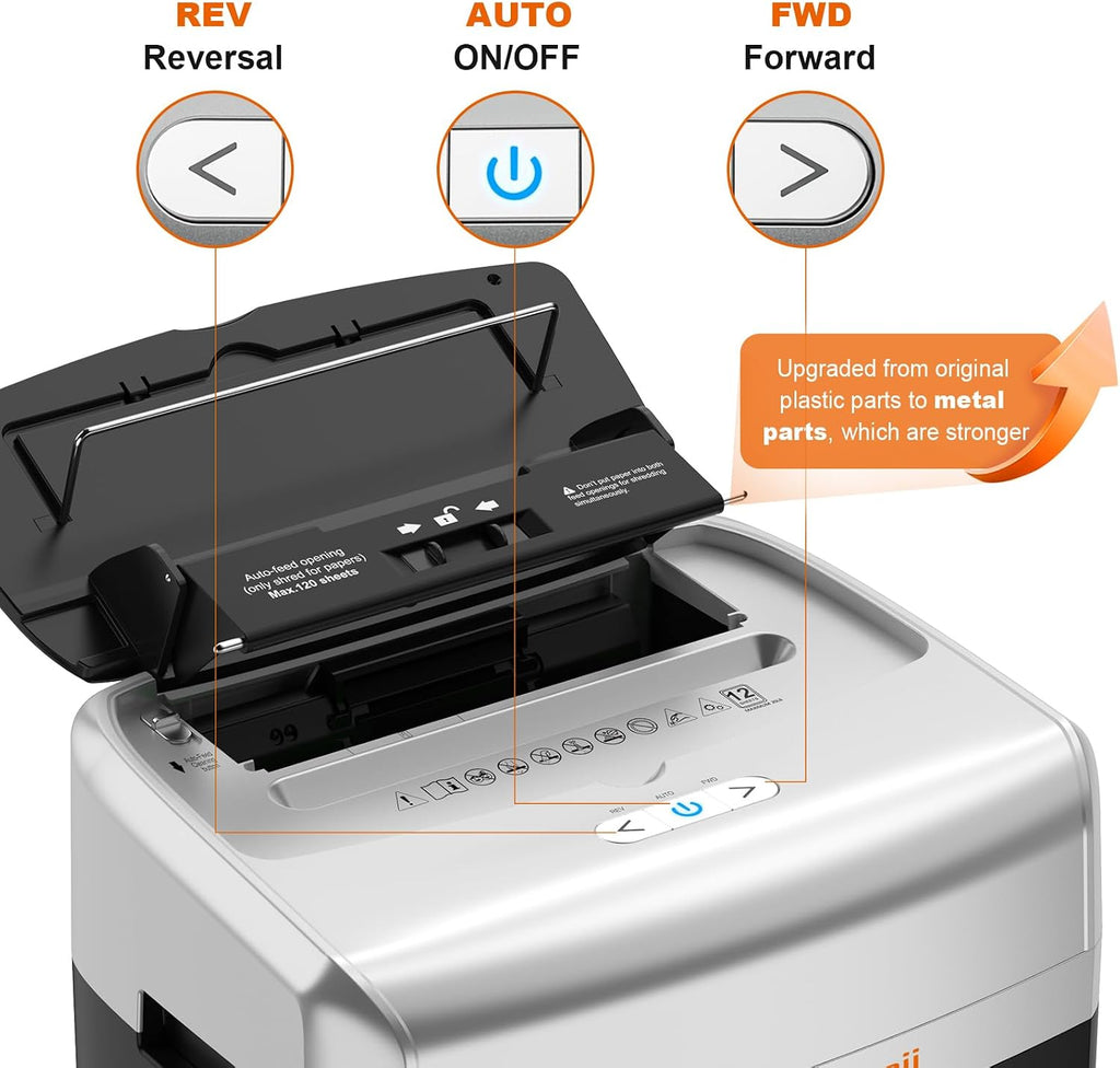 Bonsaii 120-Sheet Autofeed Micro-Cut 30-Min Run Heavy Duty Paper Shredder