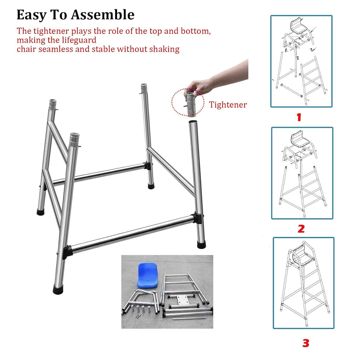 5.9ft Tall Lifeguard Chair, Commercial Elevated Rescue Ladder, Essential Lifeguard Equipment, 660LBS Load, for Swimming Beach/Water Park/Lake Outdoor Life Guard Chairs
