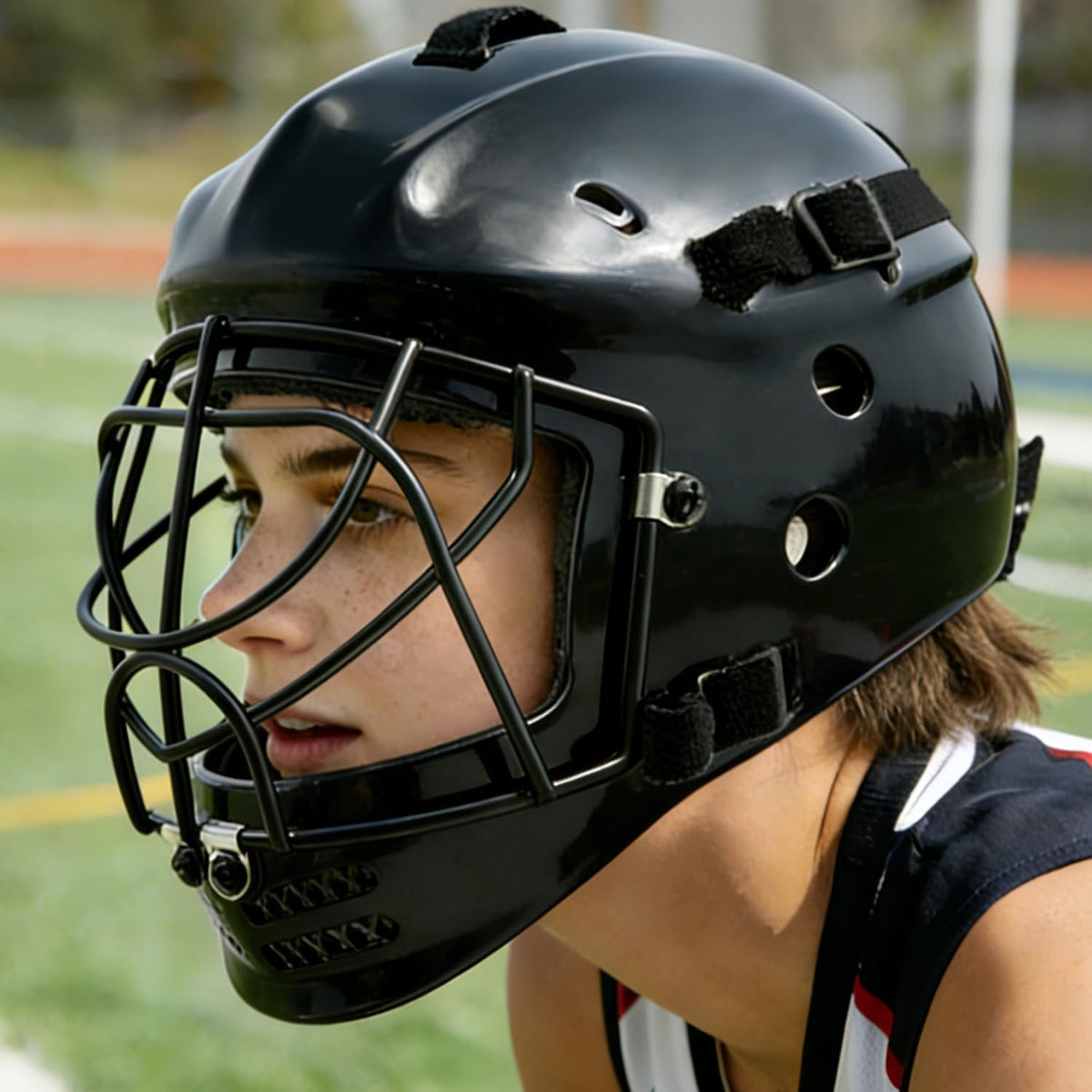 GY Field Hockey Goalie Helmet with Cage, Ice Hockey Goalie Face Mask for Youth, PC+ABS Shell/ 4.5mm A3 Steel Cage/ 10mm Foam Liner- XS
