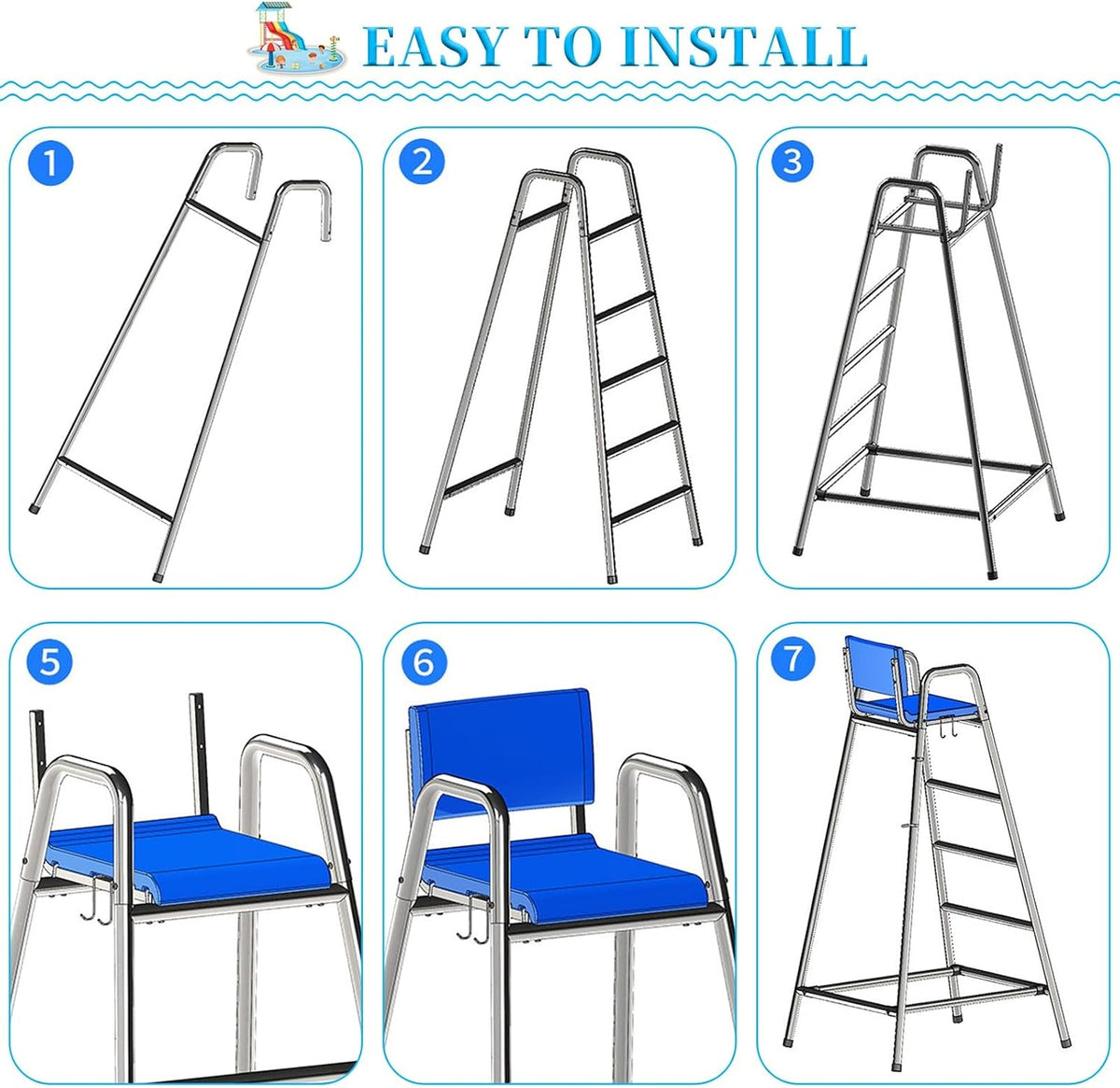 Safety Equipment Lifeguard Chairs for Large Swimming Pool, Lifeguards Watchtower for Beach Poolside Outdoor Indoor(51.2in/1.3m//4.3ft)