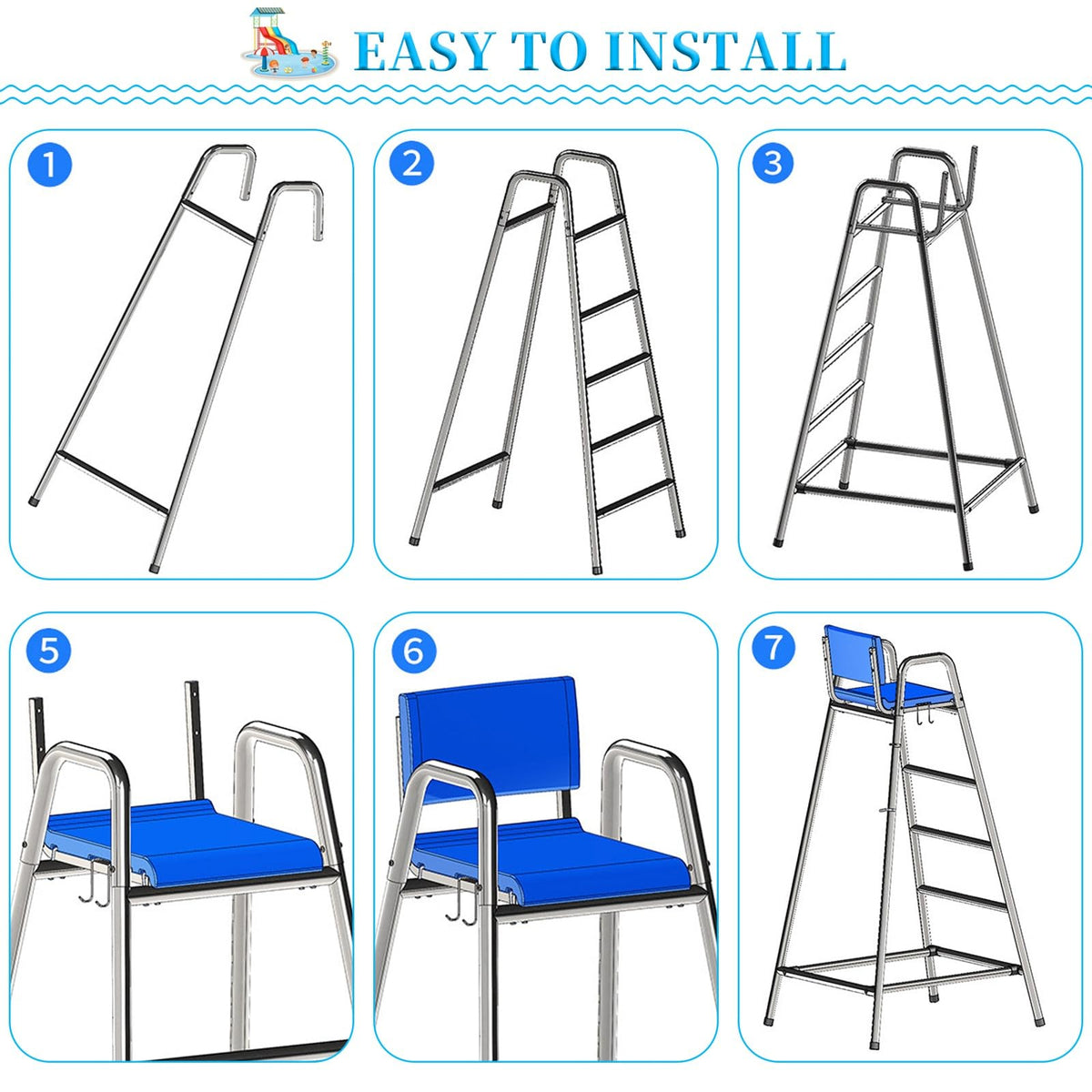 Safety Equipment Lifeguard Chairs for Large Swimming Pool, Lifeguards Watchtower for Beach Poolside Outdoor Indoor(51.2in/1.3m//4.3ft)