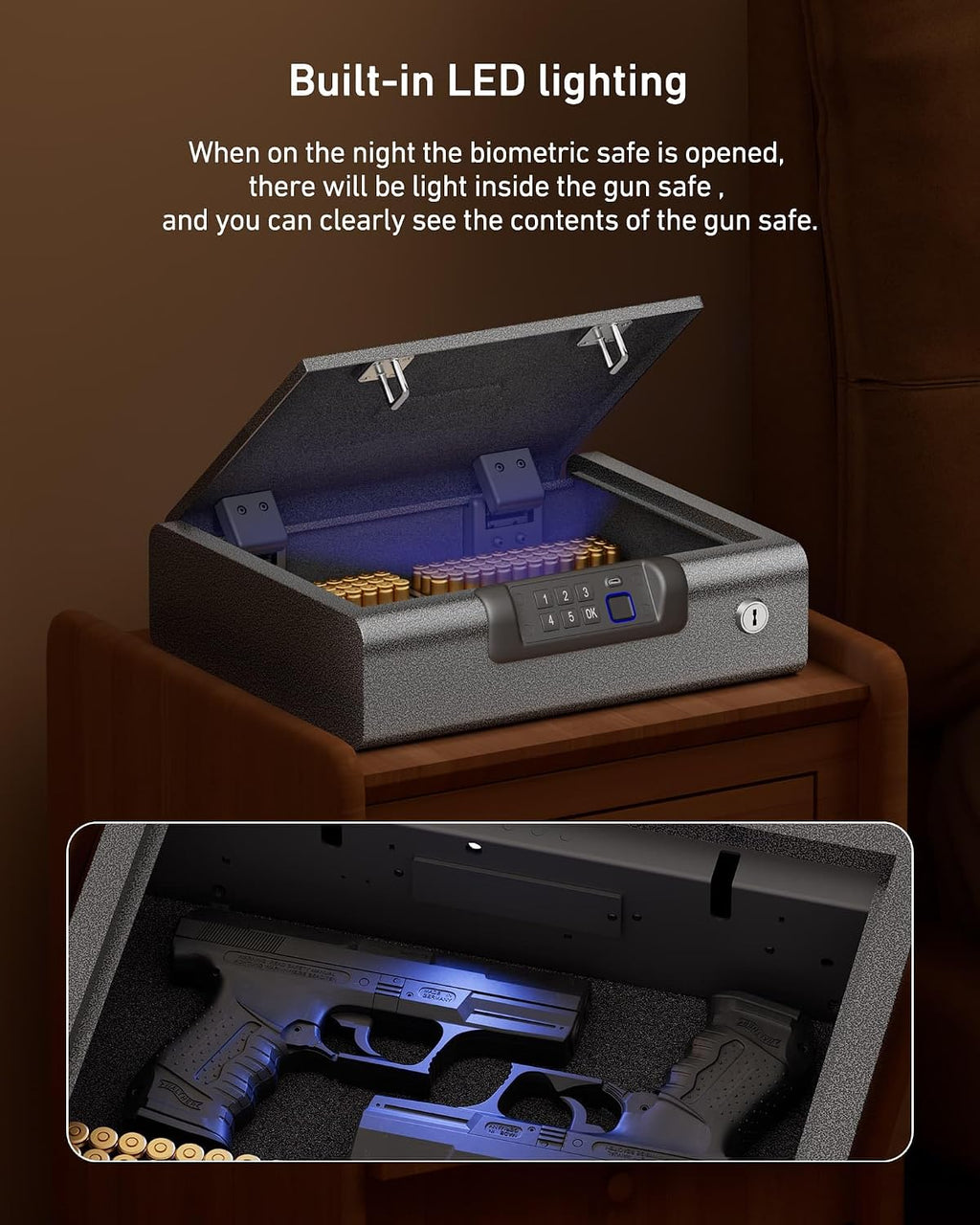 BILLCONCH Large Gun Safe Biometric Fingerprint Handgun Pistol Safes
