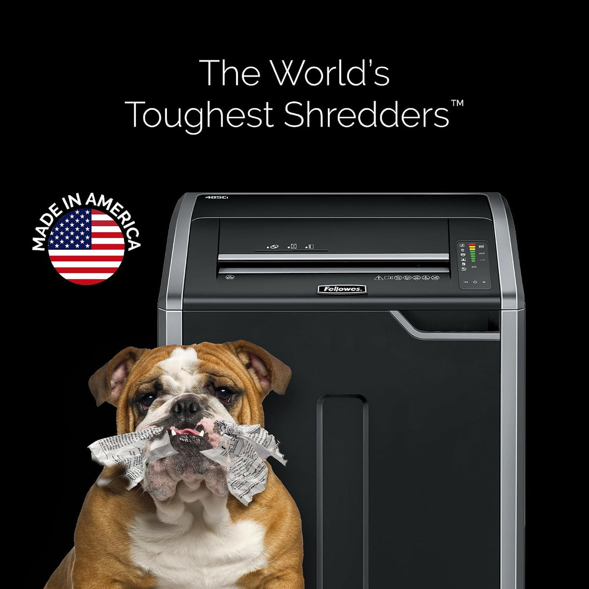 Fellowes Powershred 485Ci 100% Jam Proof Commercial Grade, Quiet Operation 30-Sheet Cross-Cut Paper Shredder, TAA Compliant (38485), Black