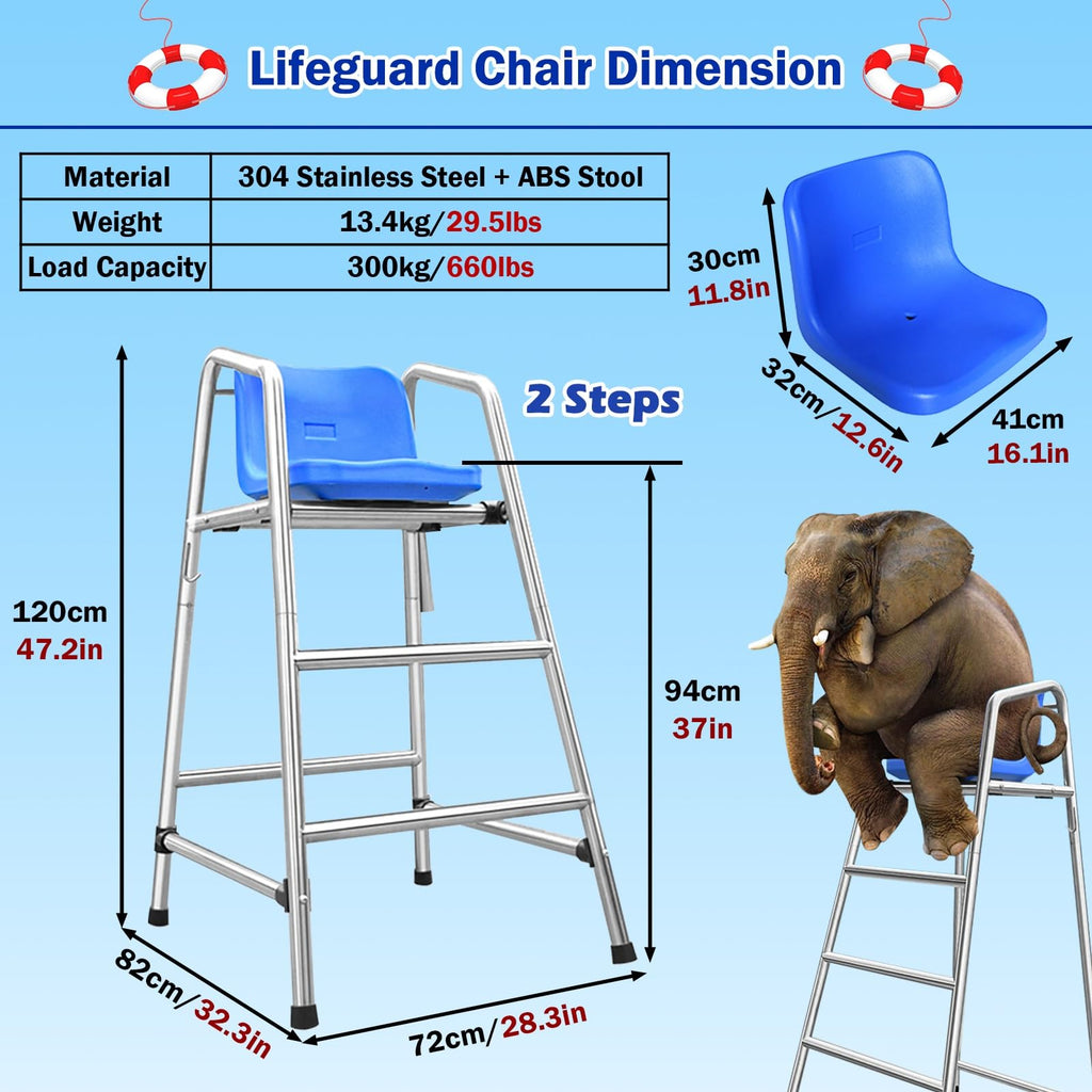 Detachable Coaches Referees Directors Chair, Lifeguard Chairs with Seat Hook & Sunshade Hole 4 5 6 Ft Tall, All-Weather Counter Height Barstools for Adults,One Color-H 71in/180cm