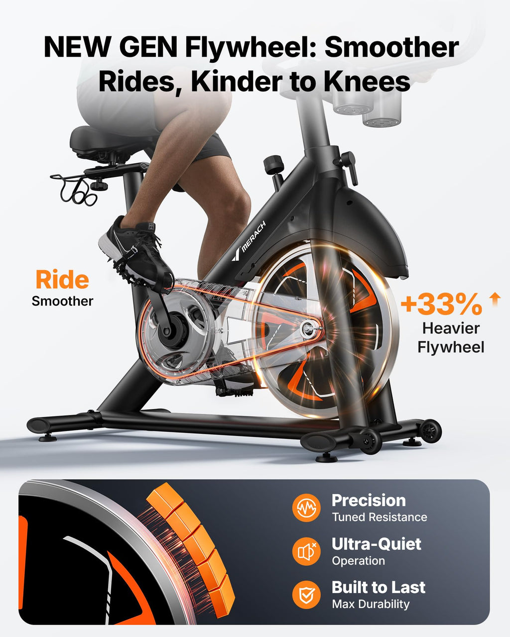 MERACH Exercise Bike with Screen, Rotatable HD Display, Magnetic Resistance