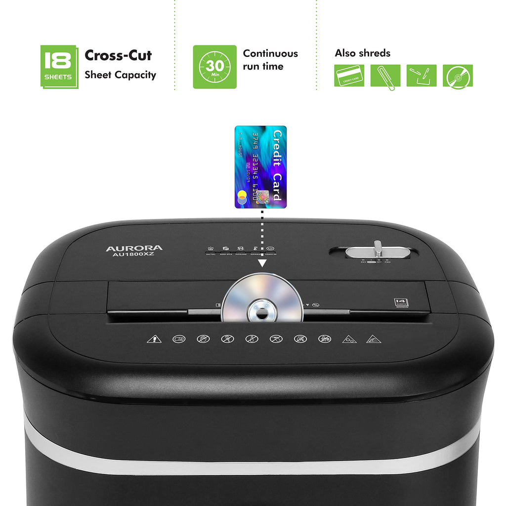 Aurora Professional Grade 150-Sheet Auto Feed Micro-Cut Paper and Credit Card Shredder/60 Minutes Continuous Run Time