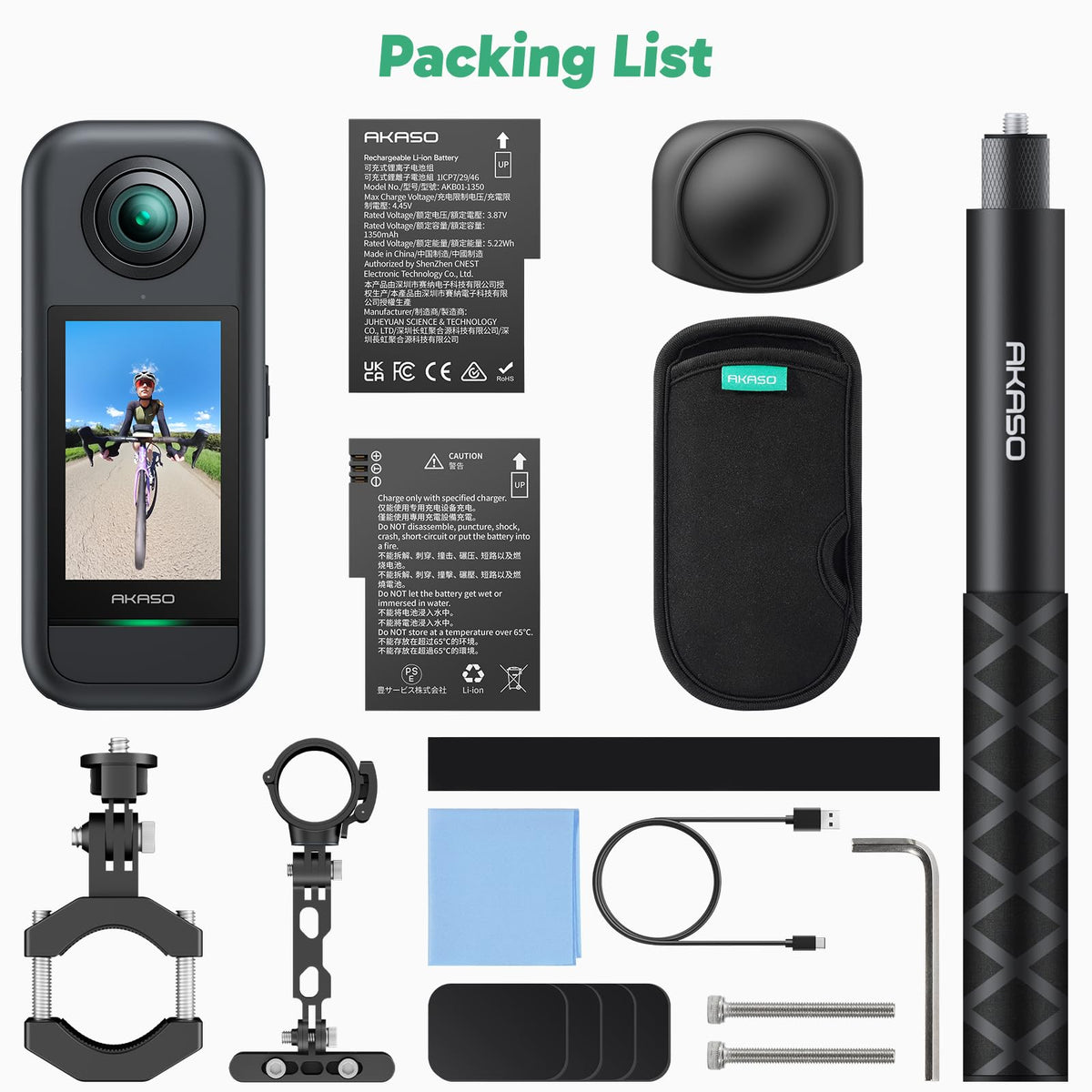 AKASO 360 Action Camera Standard Combo- 5.7K 360 Video with 1/2" 48MP Sensors, 72MP 360 Photo, 360-SuperSmooth, Invisible Selfie Stick Effect, 360Â° Horizon Lock, AI Tracking with 128GB MicroSD Card