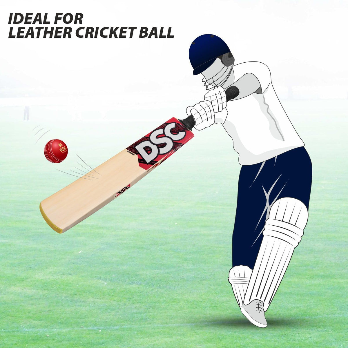 DSC Intense Force Kashmir Willow Cricket Bat for Leather Ball |Size-4 | Light Weight | Free Cover|