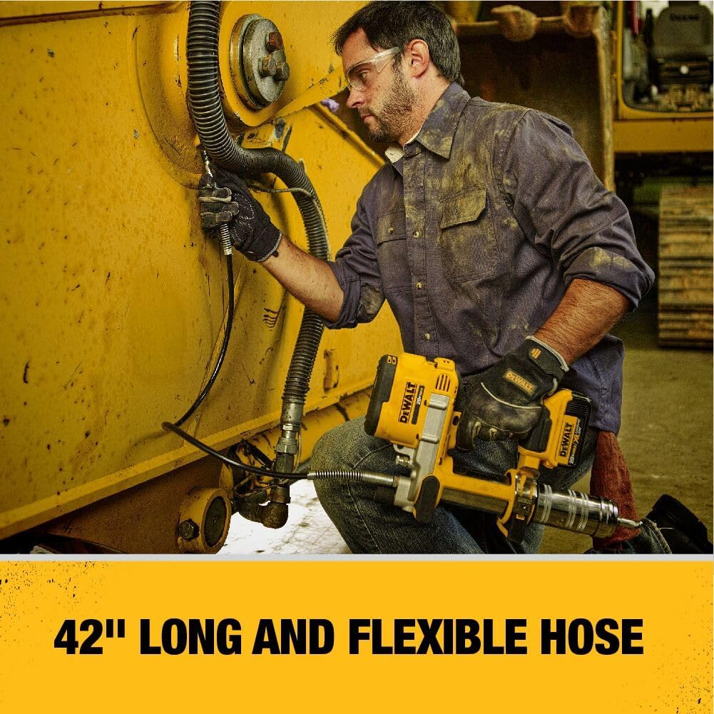 DEWALT Grease Gun 20V MAX, Cordless Electric Grease Gun 42â Hose, 10,000 PSI, Variable Speed Triggers, Tool Only (DCGG571B)