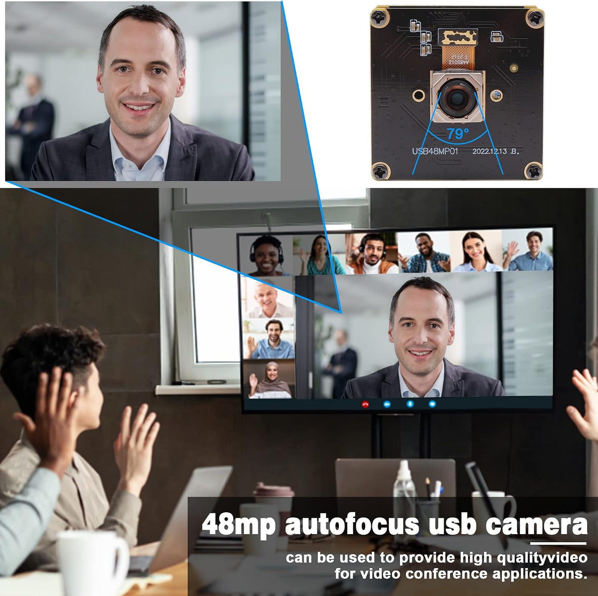 48MP Autofocus USB Camera Module 8000X6000 Ultra HD 8K UVC Industrial Webcam Camera Module for Photography Document Scan Inspection