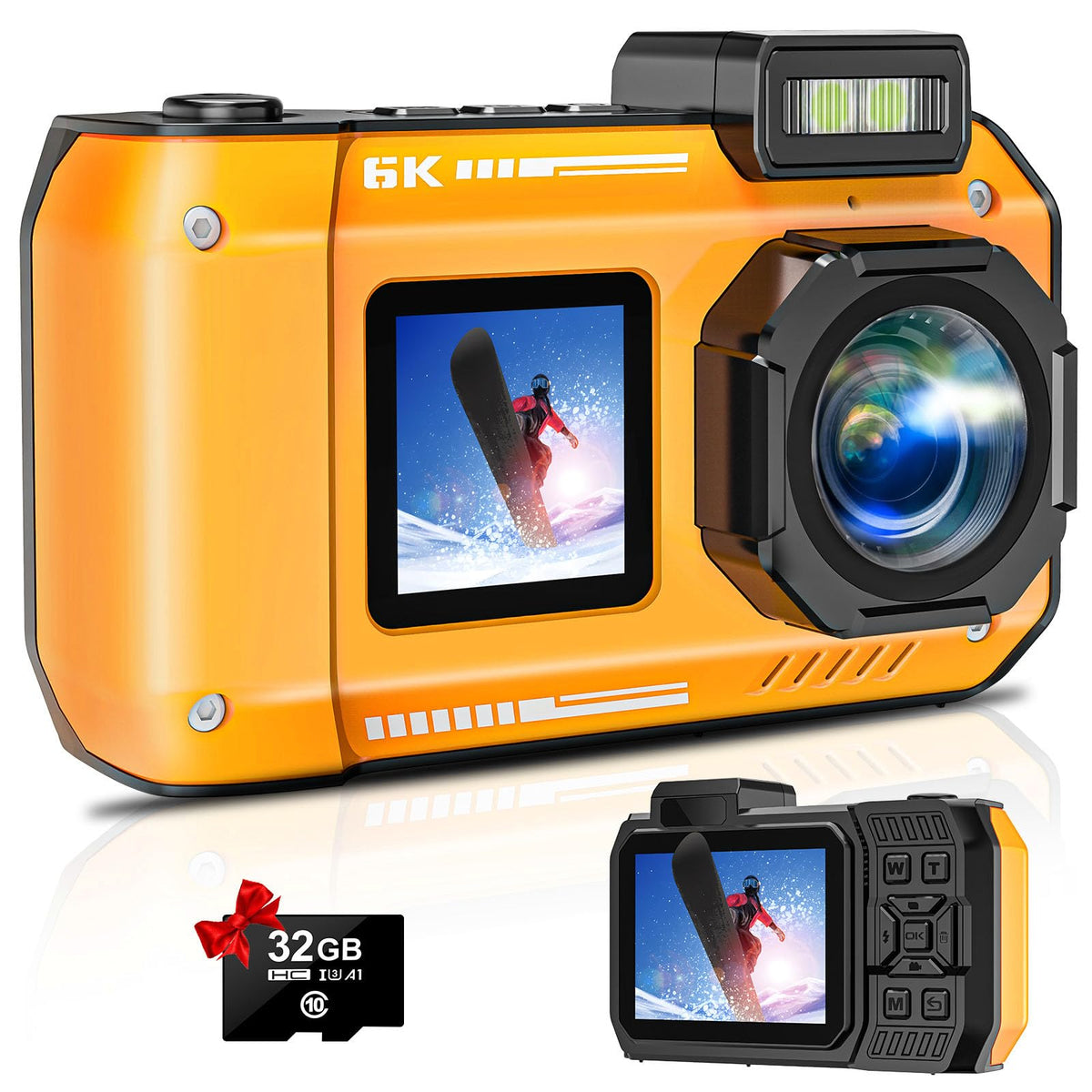 8K Underwater Camera, 33FT Waterproof Camera, 70MP WiFi Dual-Screen, Rugged