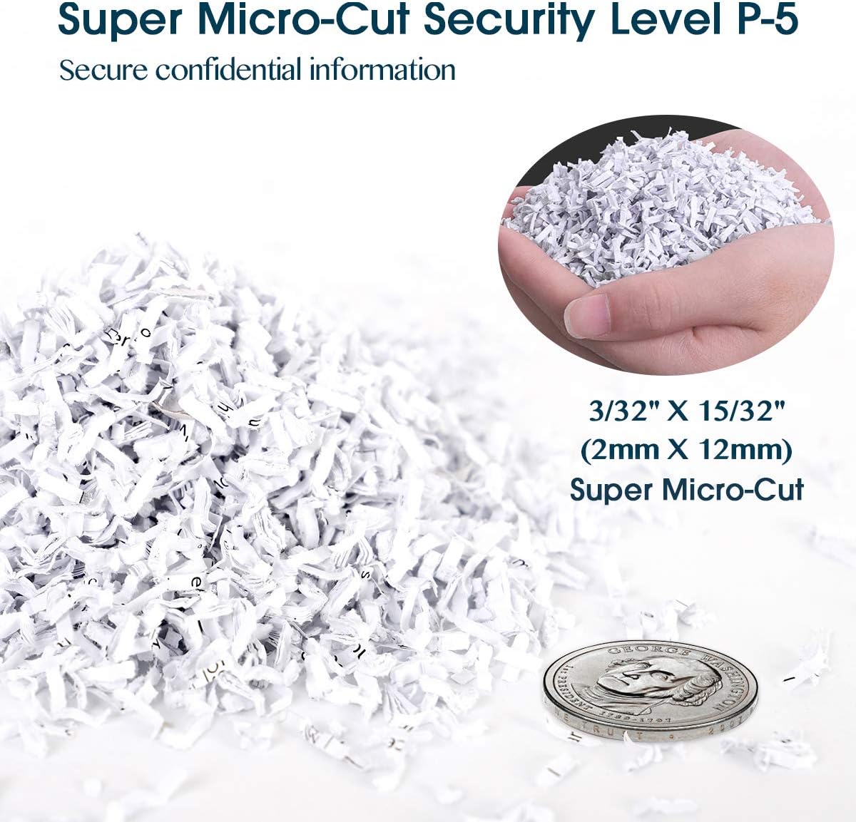 WOLVERINE SD9112 P5 Micro Cut Paper Shredder,10 Sheet,60Min,6 Gal, White