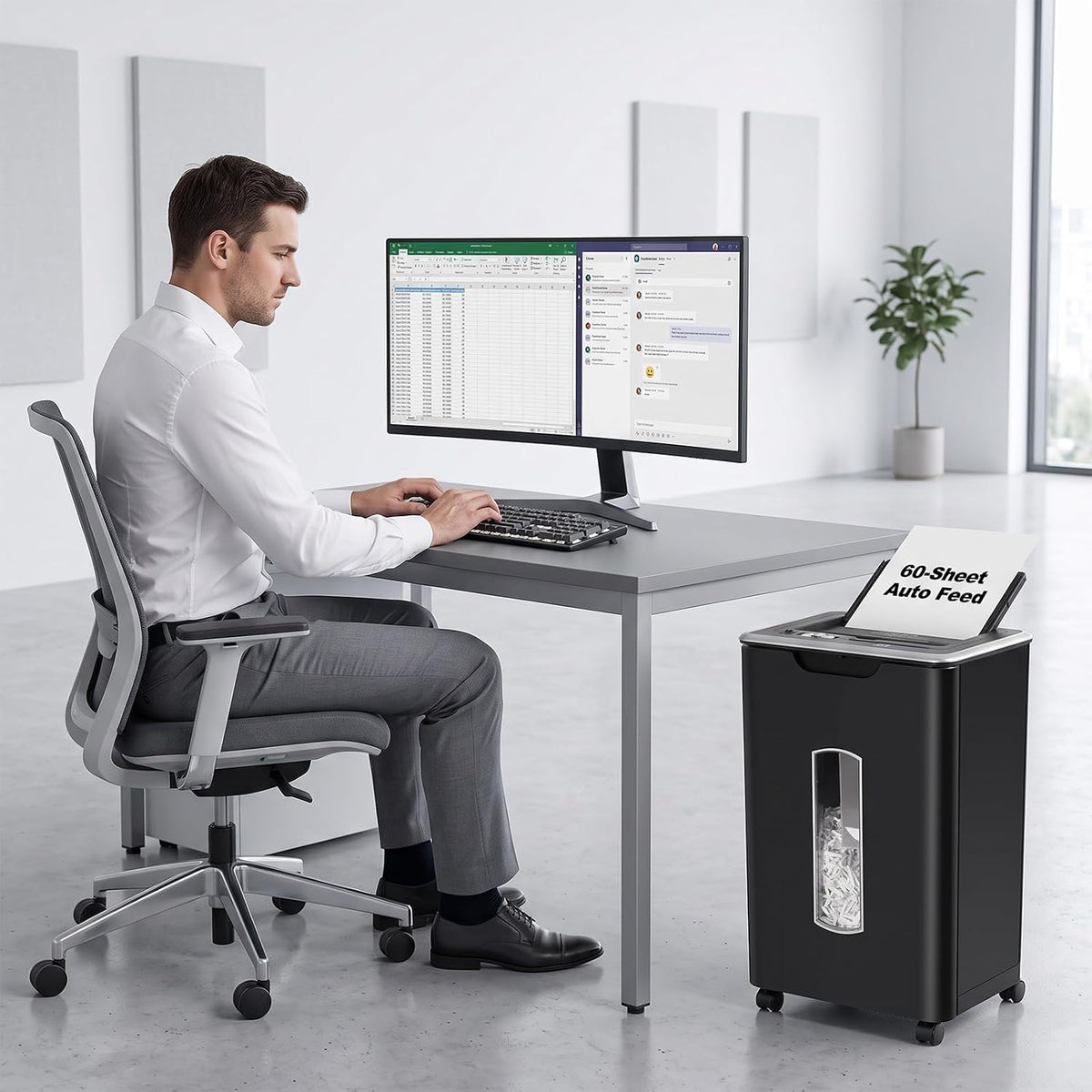 Wingwise 60 Sheets Auto Feed Paper Shredder for Home Office