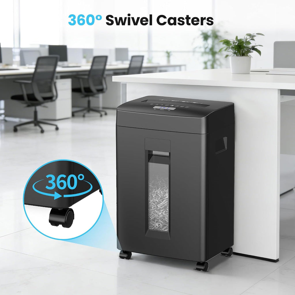 Locksworth 16-Sheet Cross Cut Paper Shredder, 6 Gallon Heavy Duty Commercial Shredder for Home Office, P-4 High Security Shredders for Paper/CD/Credit Card/Staple/Clip, 60 Mins Continuous Running