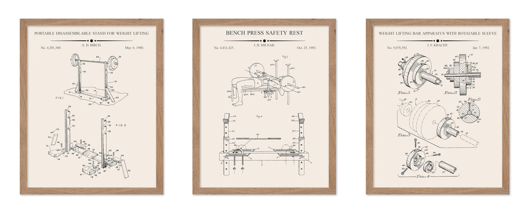 Poster Master 3-Piece Fencing Blueprint Poster - Fencing Garment Patent Print - Fencing Mask Design - Target Art - Sports Design - Technical Drawing Print - Gym or Office Decor - 8x10 Brown Framed