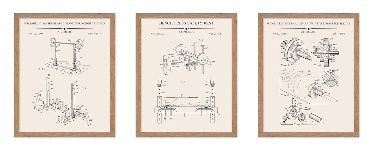 Poster Master 3-Piece Fencing Blueprint Poster - Fencing Garment Patent Print - Fencing Mask Design - Target Art - Sports Design - Technical Drawing Print - Gym or Office Decor - 8x10 Brown Framed
