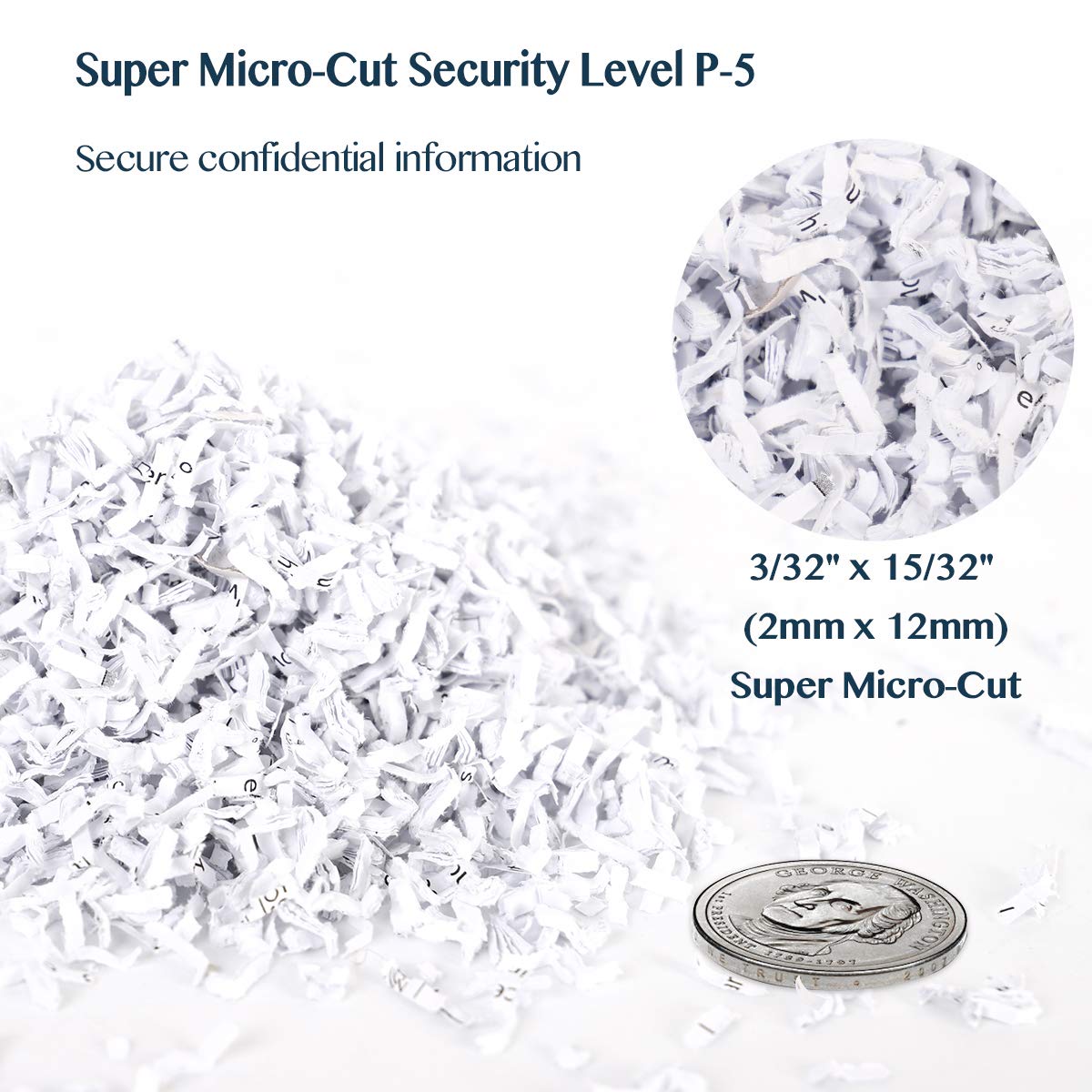 WOLVERINE SD9520 P5 Super Micro Cut Shredder, 15-Sheet, 2x10mm, 8Gal, Black