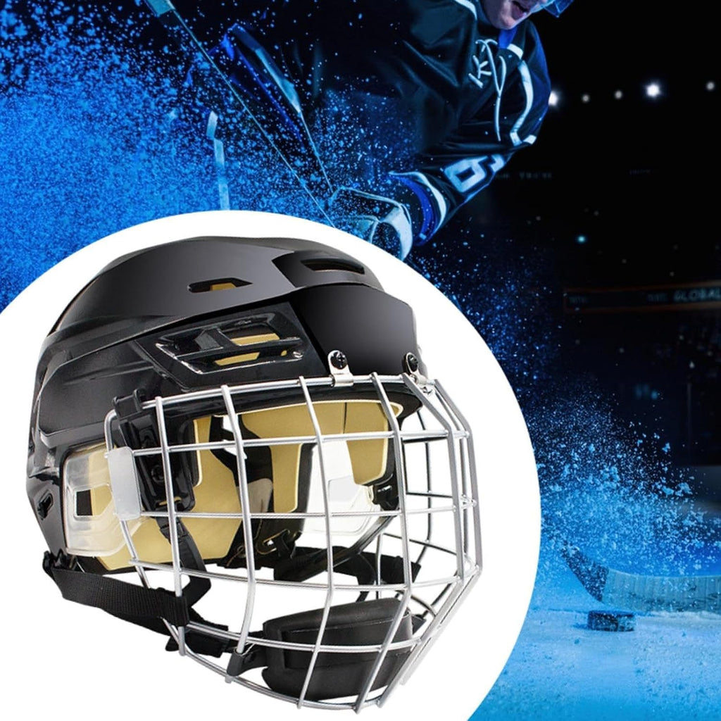 Ice Hockey Helmet with Cage Breathable Headgear Sturdy Ice Skate Helmet