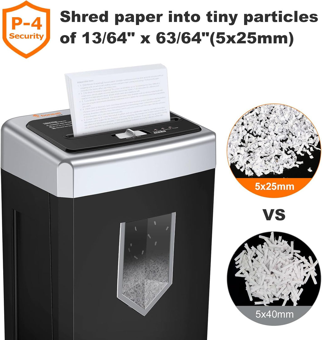 Bonsaii 15-Sheet Cross-Cut 40-Min Heavy Duty Paper Shredder for Home Office