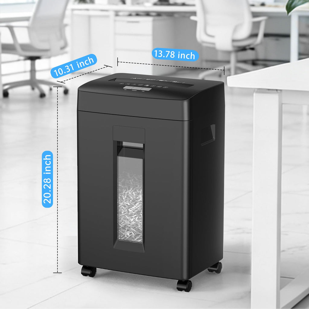 Locksworth 110-Sheet Micro Cut Shredder for Home Office, 6.9 Gallons Bin P-4 High Security Paper Shredder for Credit Card, Staple, Clip, Heavy Duty Commercial Shredders with Casters