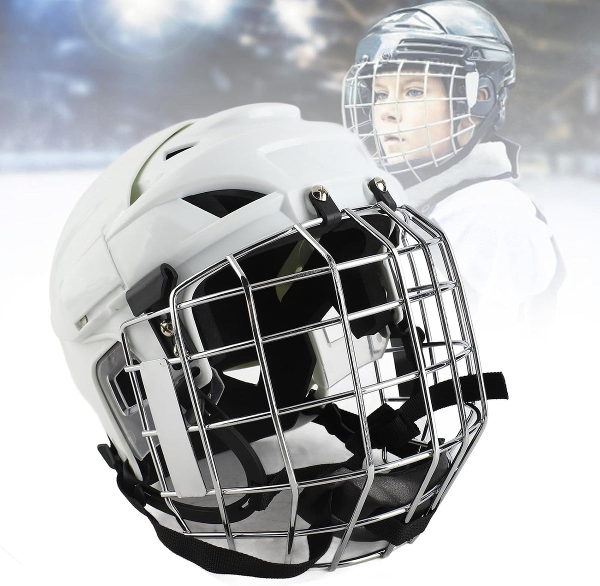 Hockey Helmet, ABS Protective Structure with EVA Padding, Youth Face Cage for Roller and Ice Hockey Sports (M)