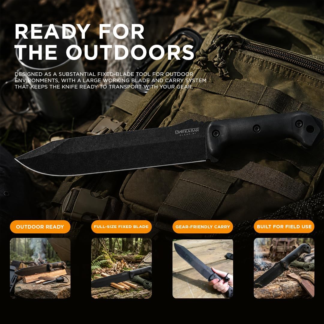 KA-BAR Becker BK9T Tactical Combat Bowie Knife â 9.25" 1095 Cro-Van Steel Blade, Black & Tan Grip, MOLLE-Compatible Nylon Sheath