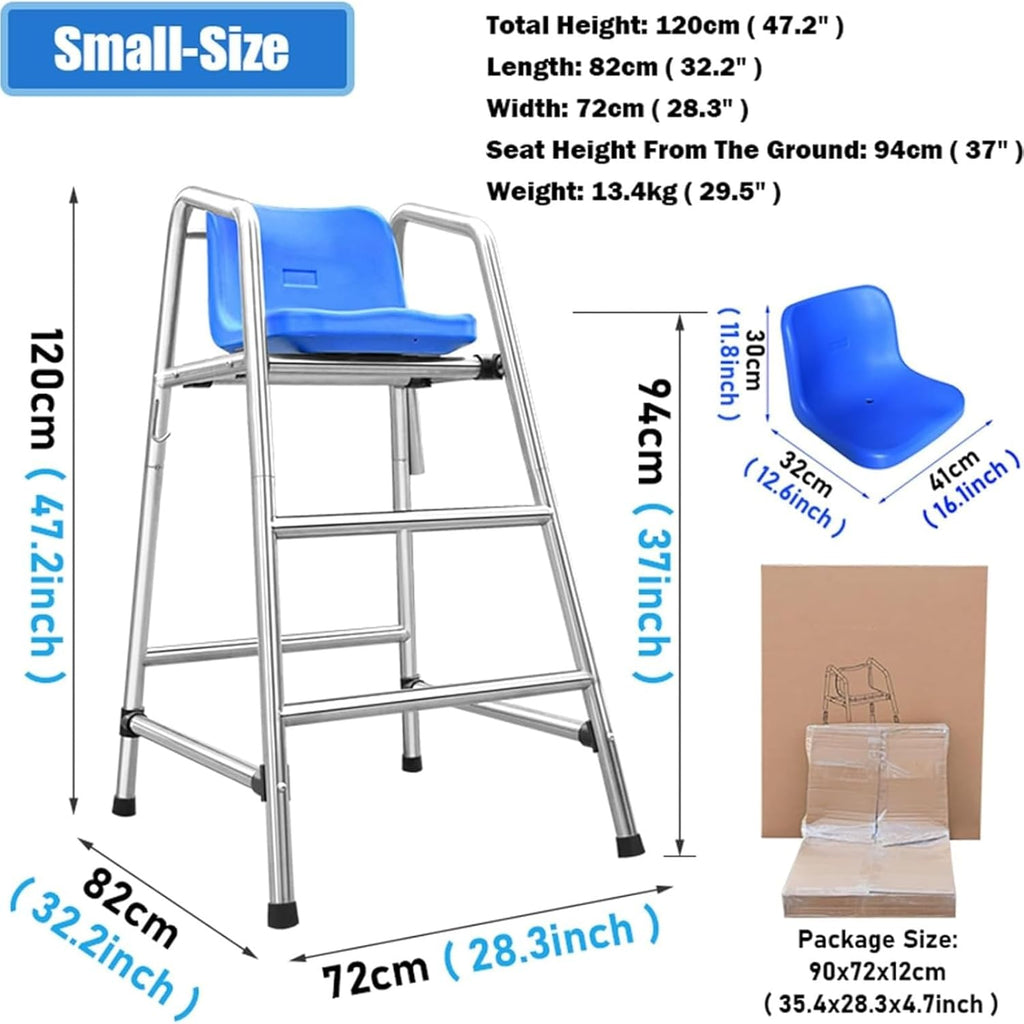 Large Lifeguard Chair - Outdoor Patio Chairs, Beach/Water Park/Competition Pool Rescue Ladder - Removable Referee Chair, Raised Referee Chair for(120cm)