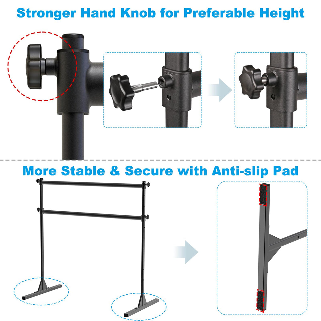 BeneLabel 4FT/5FT/6FT Height Adjustable Freestanding Ballet Barre with Fabric Sleeve Portable Double Ballet Bar 350 lbs Capacity Heavy Duty Dance Barre for Home Workout, Stretch