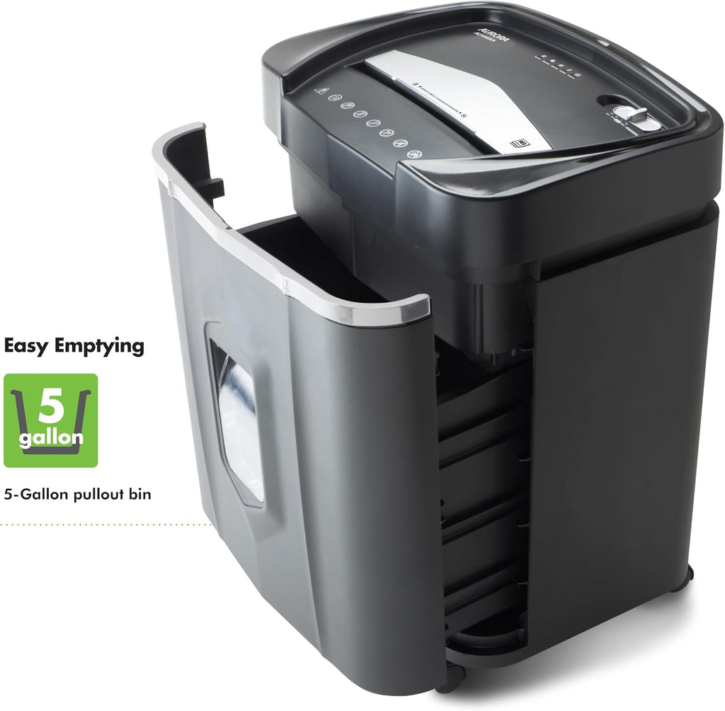 Aurora AU1640XA Anti-Jam 16 Sheet Crosscut Paper/CD and Credit Card/ 5 Gal Pullout Basket Shredder, 30 Minutes Continuous Run Time