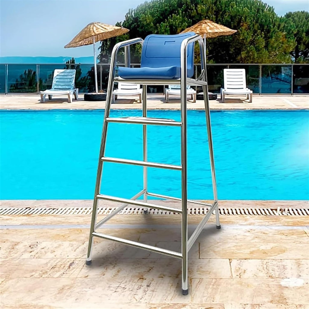 Pool Lifeguard Chair, Beach Observation Chairs Badminton Court Referee Chair, Detachable Stainless Steel Barstool for Outdoor Indoor(150cm)