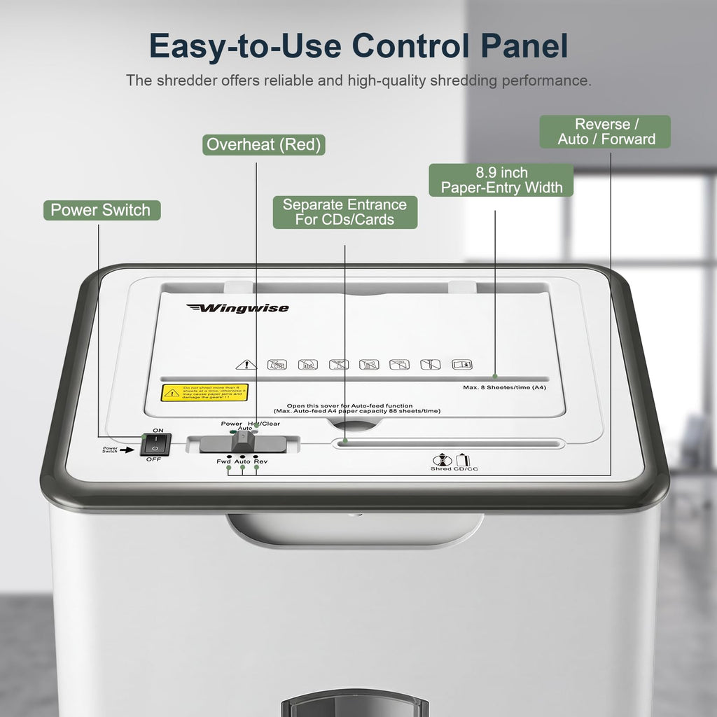 Wingwise 60 Sheets Auto Feed Paper Shredder for Home Office