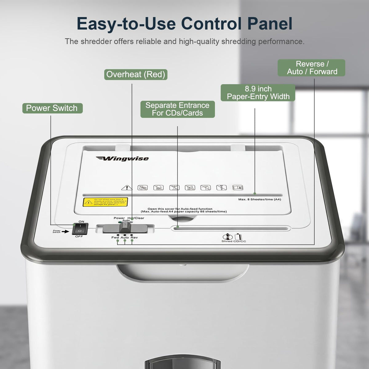 Wingwise 60 Sheets Auto Feed Paper Shredder for Home Office