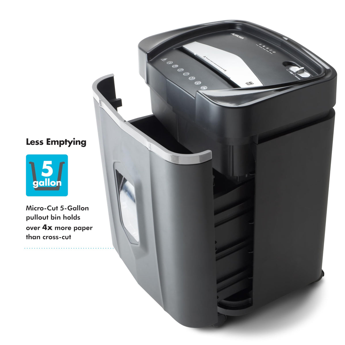 Aurora Professional Grade 120-Sheet Auto Feed Micro-Cut Paper and Credit Card Shredder with 5 Gallon Pullout Basket / 30 Minutes/Security Level P-4 (White/Black)