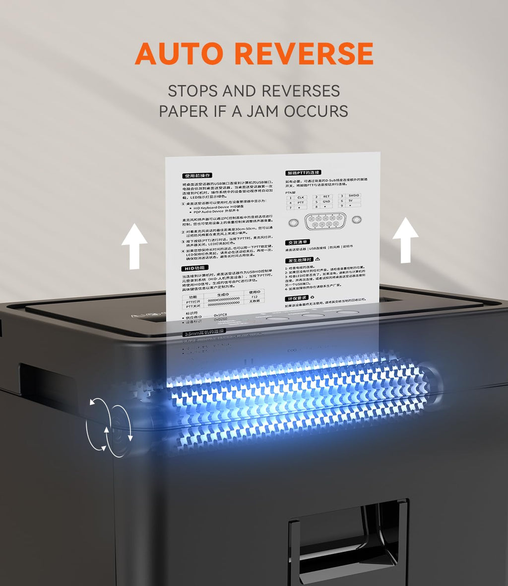Frossvt Heavy Duty Paper Shredder Micro-Cut High Security Level P-4/12 Sheets 10-Minutes Running Time/AUTO Reverse/ 5.3-Gallon Pull Out Bin, Anti-Jam & Quiet Shredder for Office Home (White)