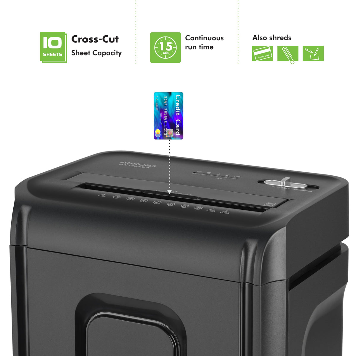 Aurora AU1880XA Heavy Duty Anti-Jam 18-Sheet Crosscut Shredder/60 Min Run Time/ 7-Gallon Pullout Basket and Casters