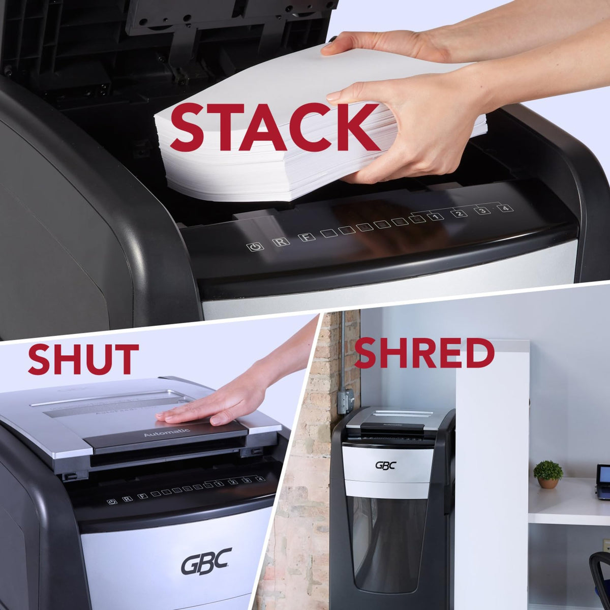 GBC Paper Shredder, Auto Feed+, 300 Sheet Capacity, Super Cross-Cut, Office Shredder, 300X (WSM1757608)