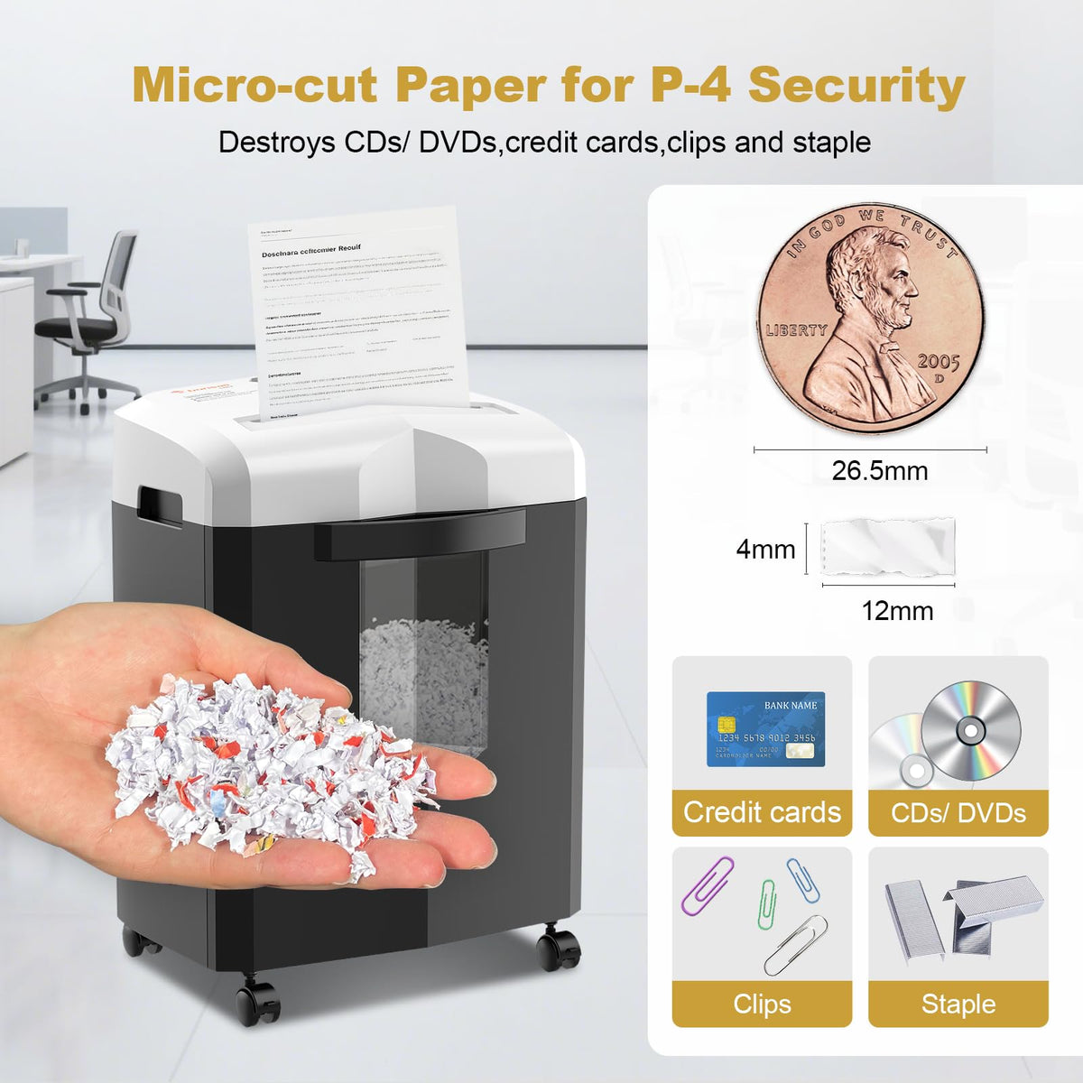 Bonsaii 12-Sheet Micro Cut Heavy Duty Paper Shredder for Home Office