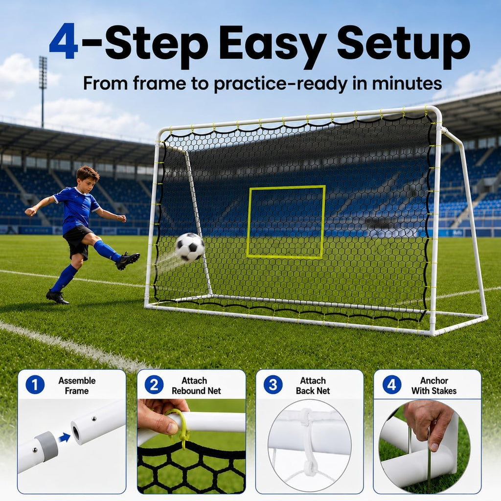Soccer Rebounder Net, 2-in-1 Soccer Goal & Trainer, 5 Adjustable Angles