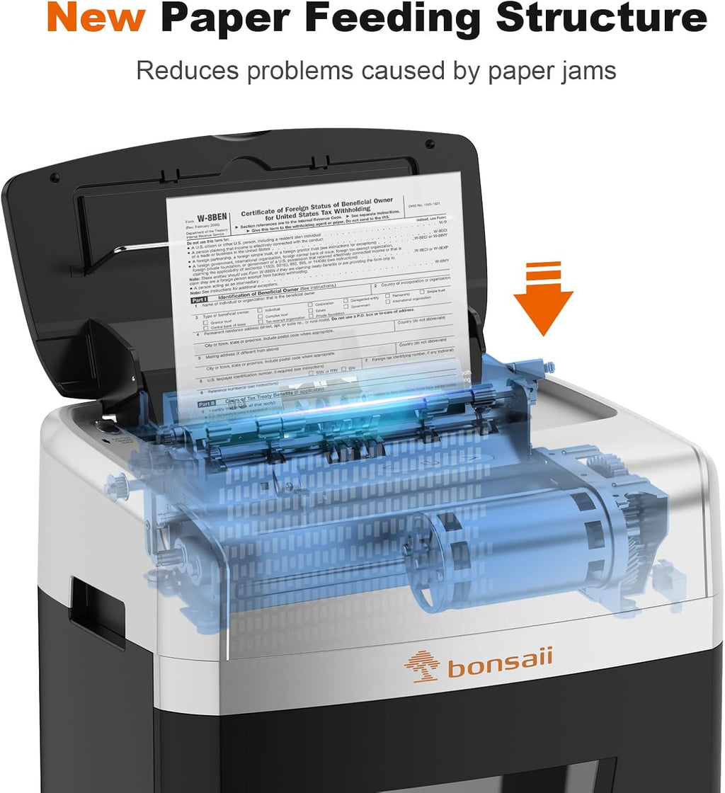 Bonsaii 120-Sheet Autofeed Micro-Cut 30-Min Run Heavy Duty Paper Shredder