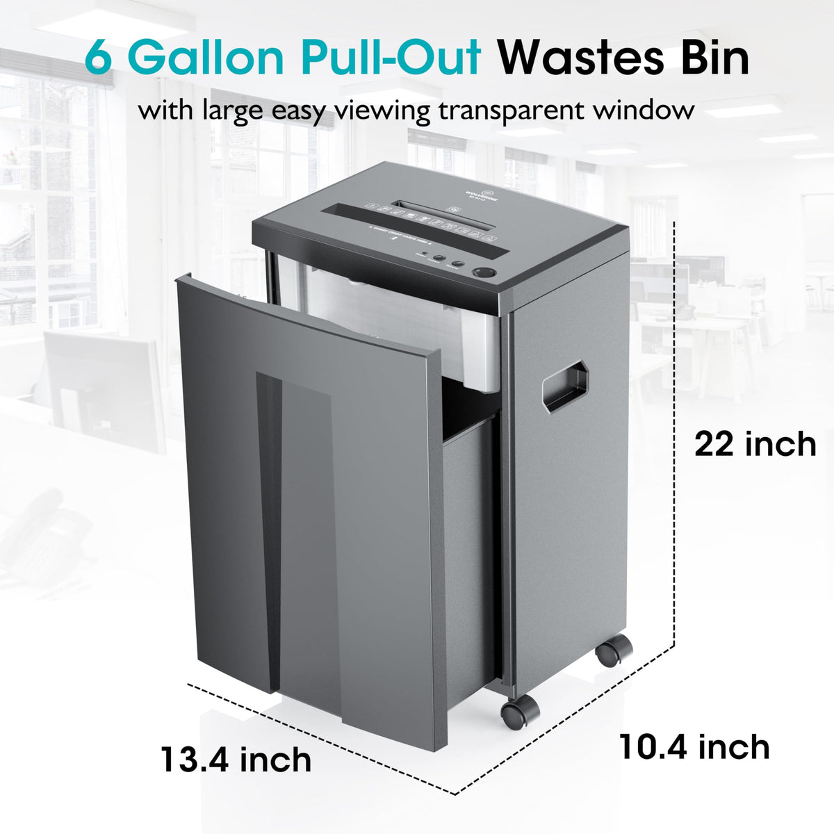 WOLVERINE SD9520 P5 Super Micro Cut Shredder, 15-Sheet, 2x10mm, 8Gal, Black