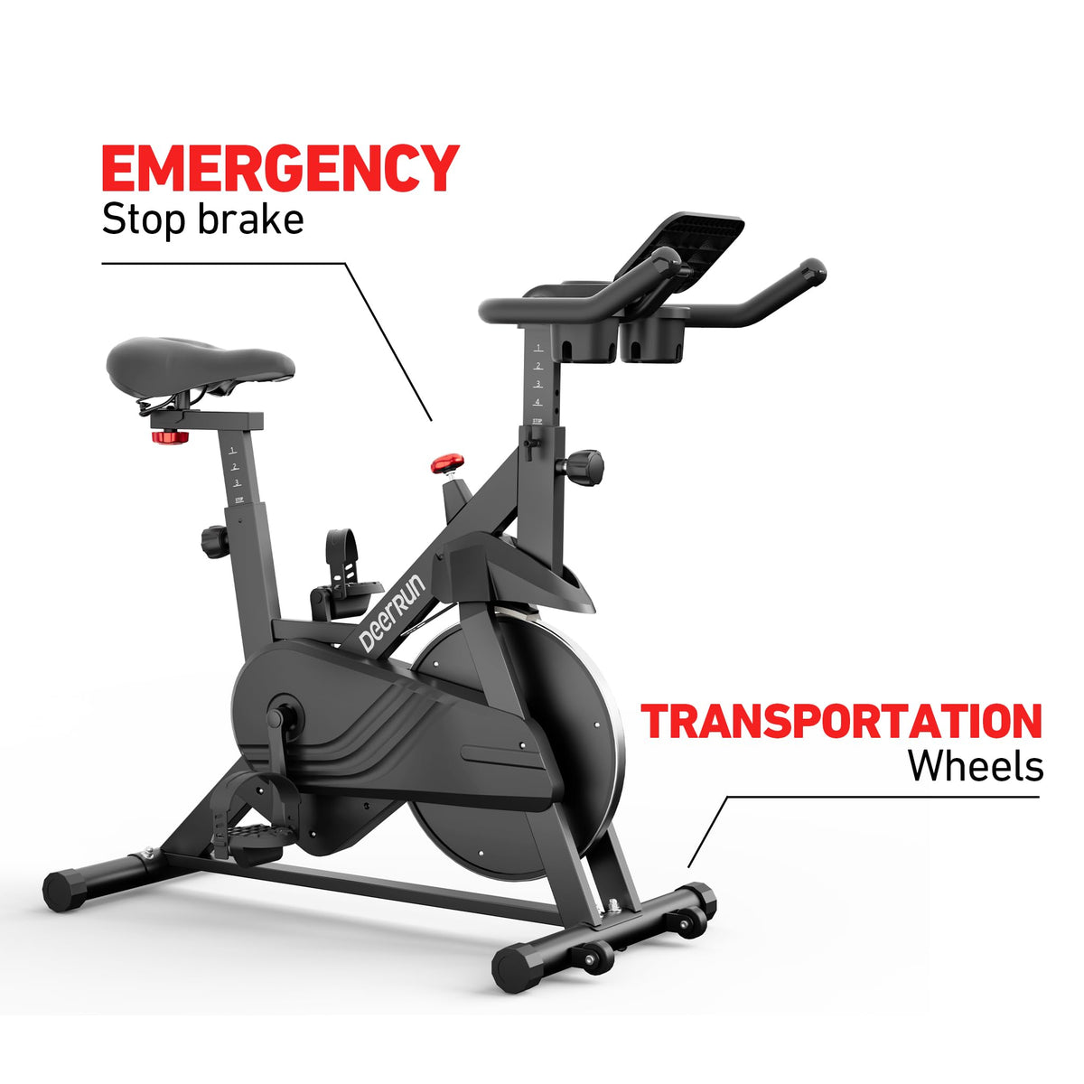 DeerRun Exercise Bike, Indoor Cycling Bike with Adjustable Magnetic Resistance, Low-Noise Belt Drive Stationary Bike for Home Cardio, 300 lb Capacity, Device Mount & LCD Monitor