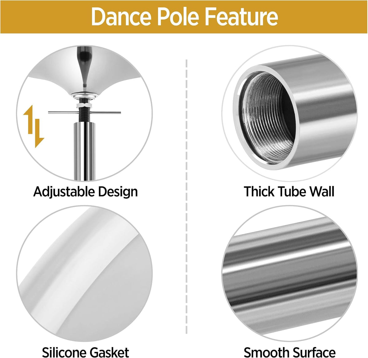 Yaheetech 45mm Portable Spinning & Static Pole Dance Pole for Home