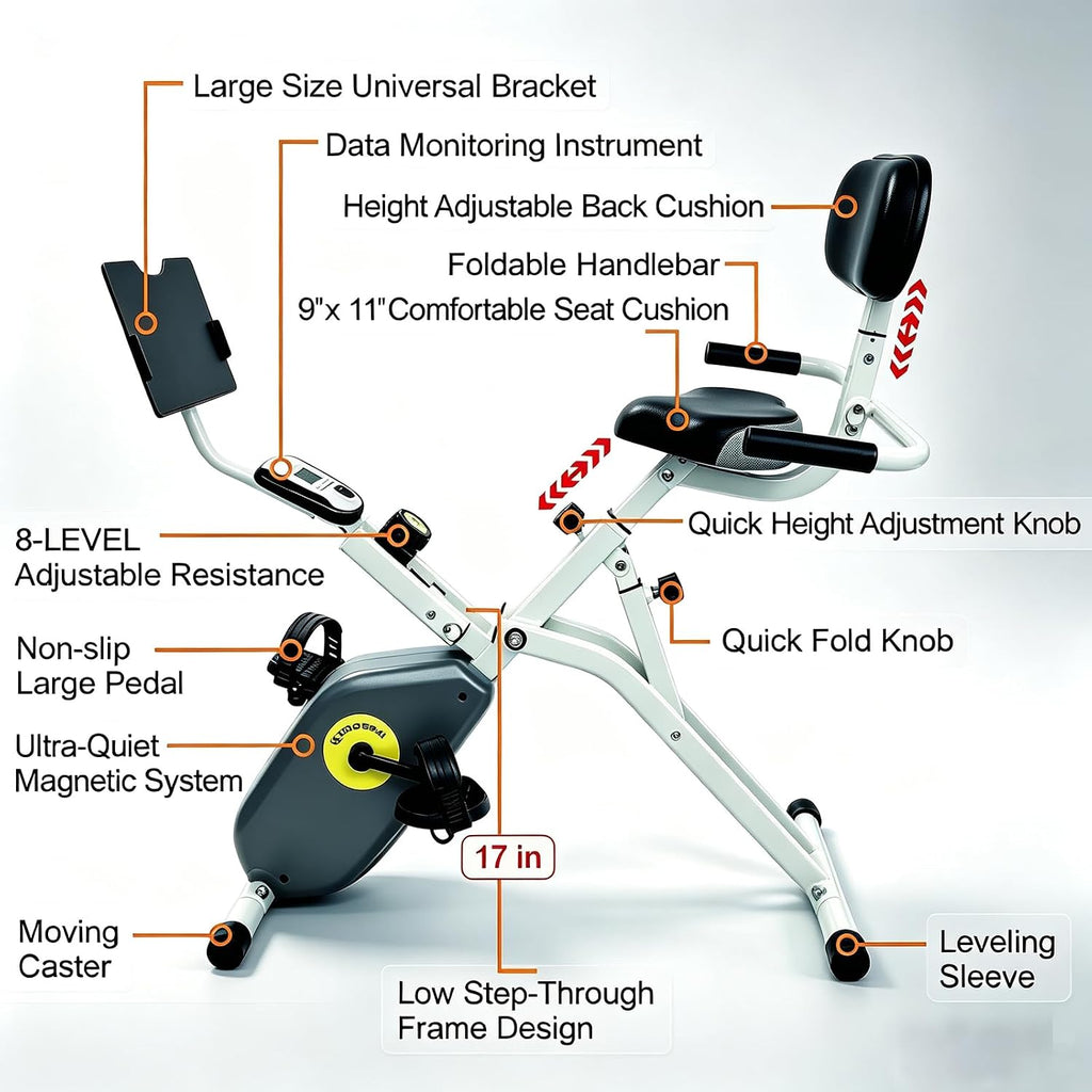 Foldable Magnetic Recumbent Stationary Exercise Bike