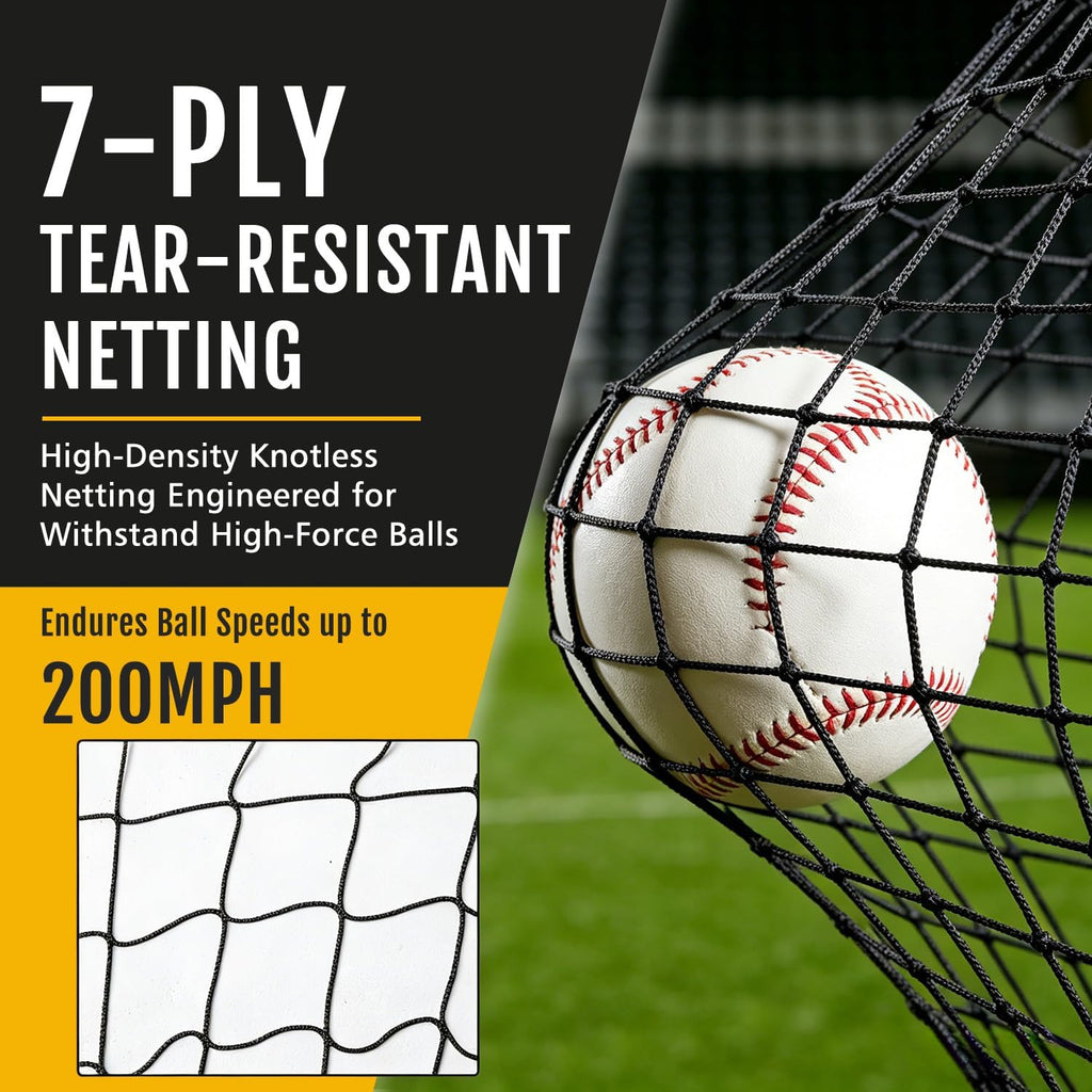 20x10FT Barricade Backstop Net, Baseball Basketball Backstop Net with Steel Frame, Ball Stop Net for Baseball, Lacrosse, Soccer, Basketball, Backstop Net for Backyard