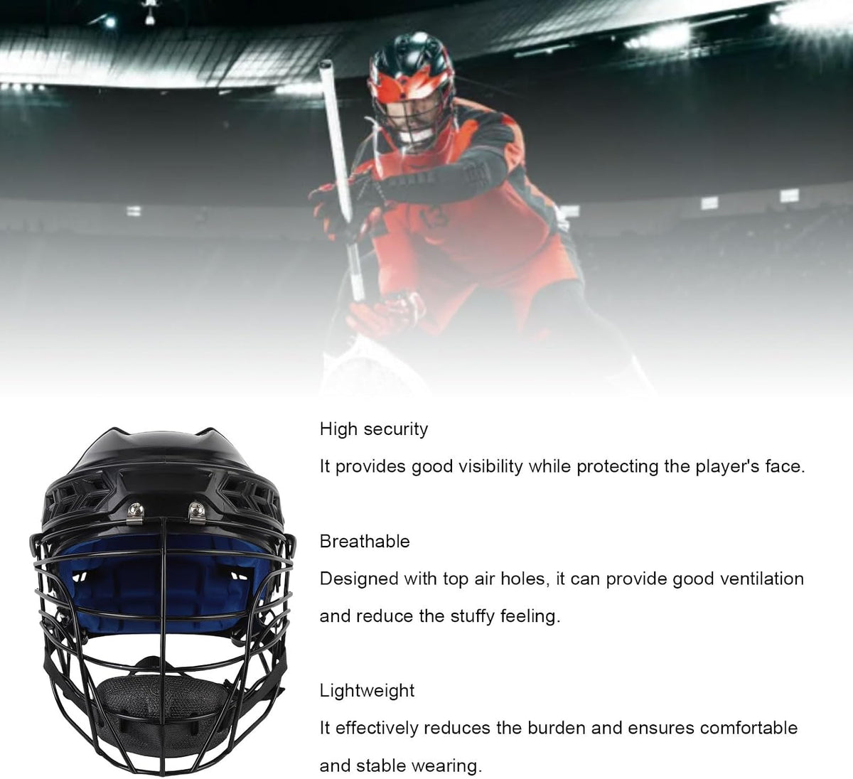 Lightweight Hockey Helmet,EVA Lining Impact Ice Hockey Helmet, Suitable for Teenagers and Adults